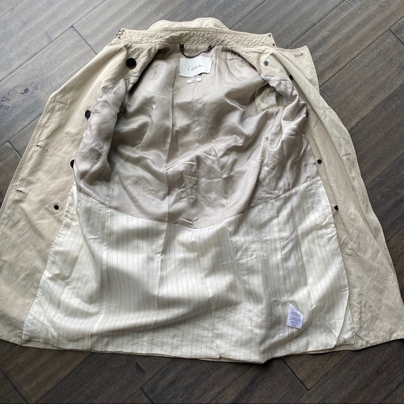 ARITZIA T Babaton tan Trench Coat Jacket Sz XXS Button Closure & Belted - Picture 5 of 14
